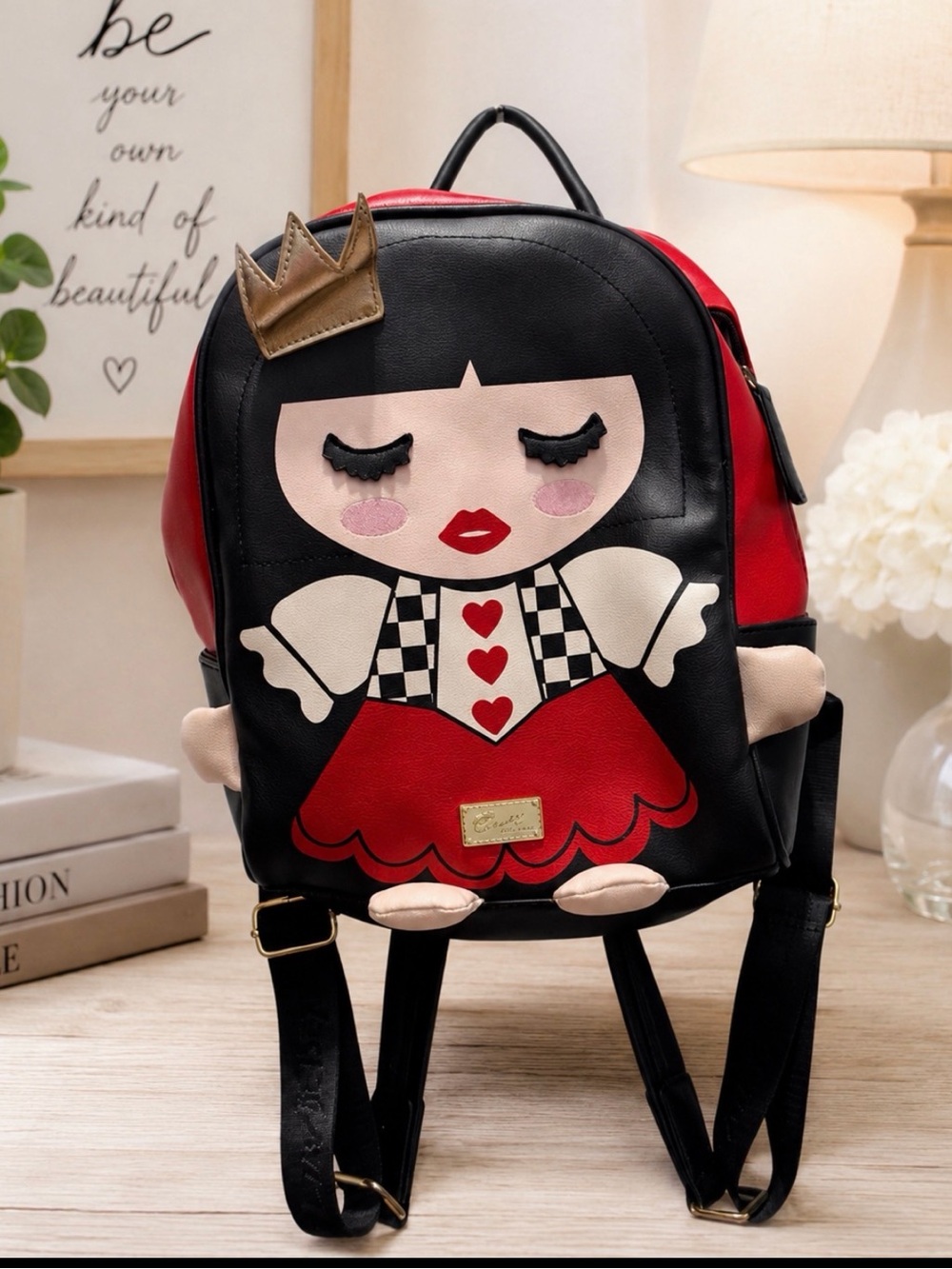 Betsey Johnson Red and Black Doll design Backpack